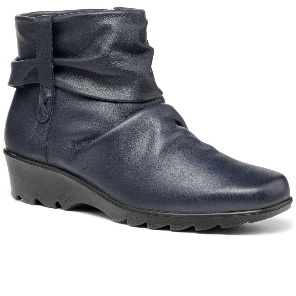 Hotter Eltham Womens Wide Fit Ankle Boots In Navy Size 8 US